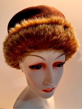 Cejon Brown Hat with Faux Fur Trim